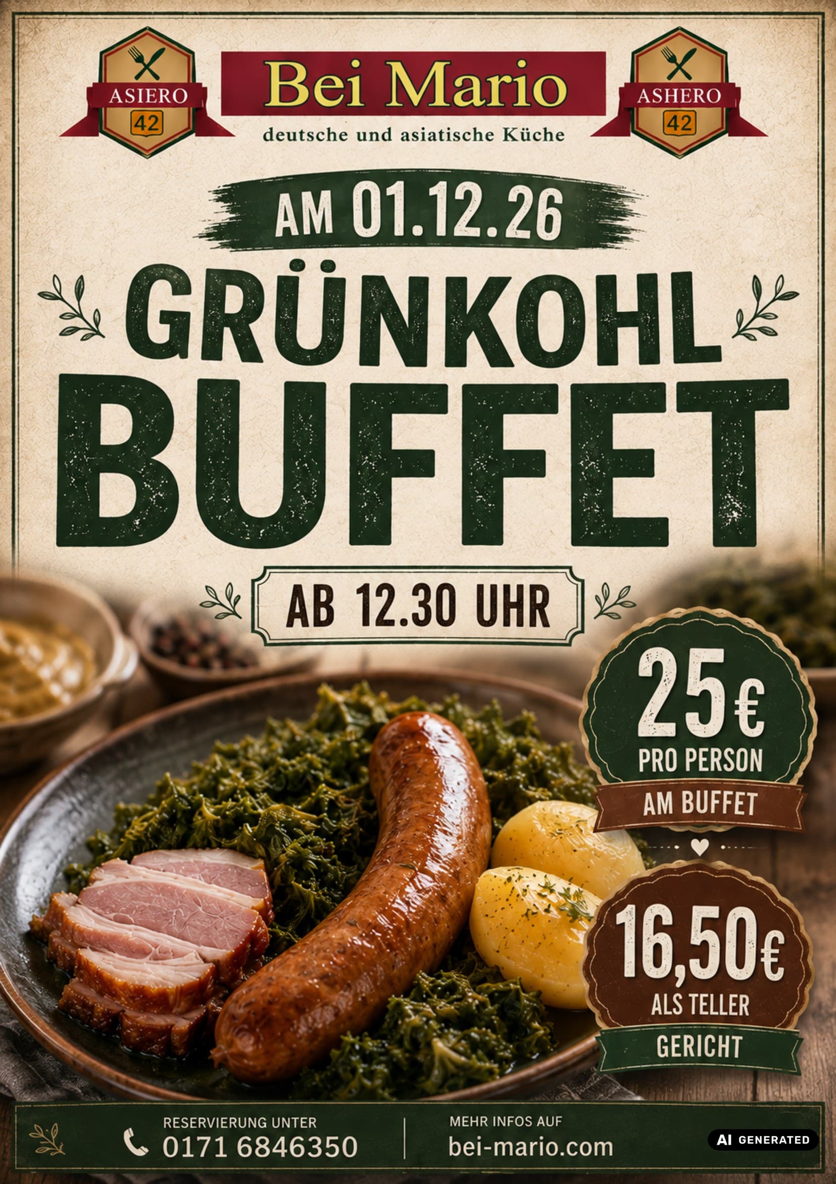 Plakat Grünkohl-Buffet
