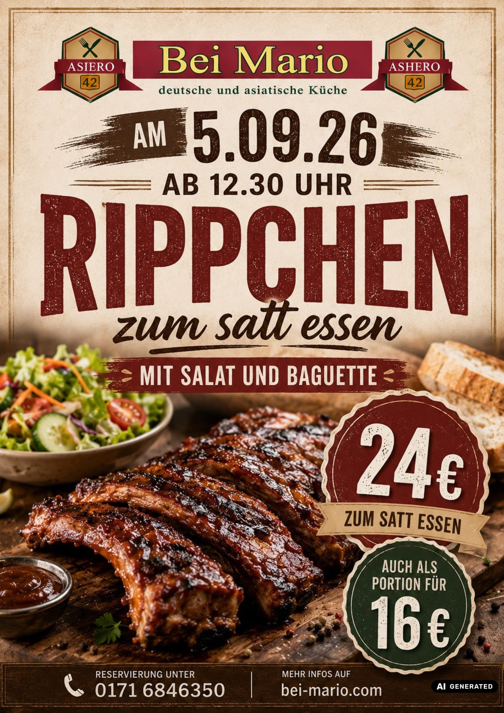 Plakat Rippchen zum Sattessen
